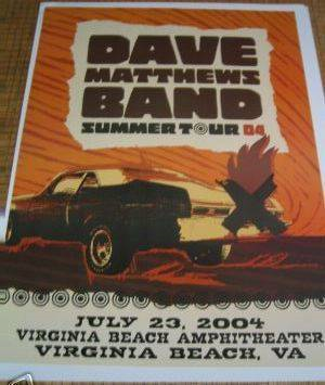Studio One Designs — Dave Matthews Band, Veterans United Home Loans Amphitheater at Virginia Beach, Virginia Beach, VA · Jul 23, 2004 Poster