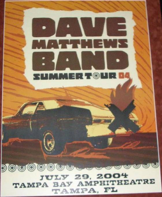 Studio One Designs — Dave Matthews Band, MIDFLORIDA Credit Union Amphitheatre at the Florida State Fairgrounds, Tampa, FL · Jul 29, 2004 Poster