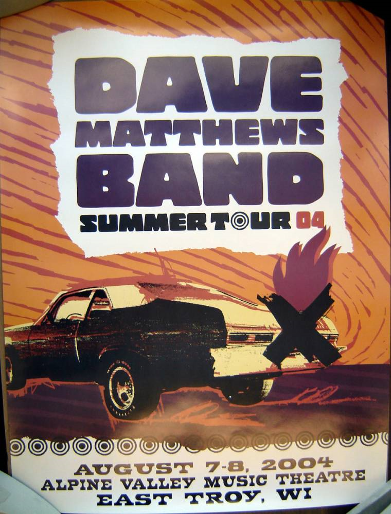 Studio One Designs — Dave Matthews Band, Alpine Valley Music Theatre, East Troy, WI · Aug 7–8, 2004 Poster