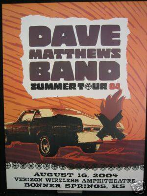 Studio One Designs — Dave Matthews Band, Verizon Wireless Amphitheater Kansas City, Bonner Springs, KS · Aug 16, 2004 Poster