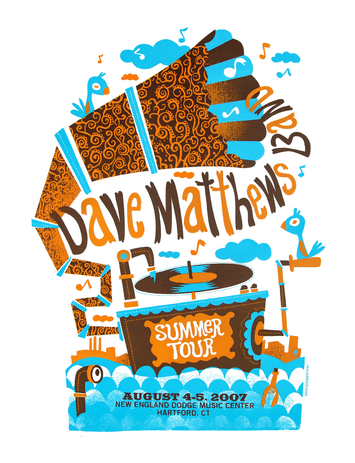 Methane Studios — Dave Matthews Band, New England Dodge Music Center, Hartford, CT · Aug 4–5, 2007 Poster