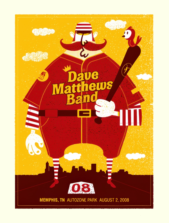 Methane Studios — Dave Matthews Band, AutoZone Park, Memphis, TN · Aug 2, 2008 Poster