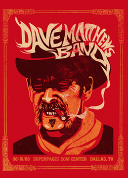 Methane Studios — Dave Matthews Band, Superpages.com Center, Dallas, TX · Aug 16, 2008 Poster