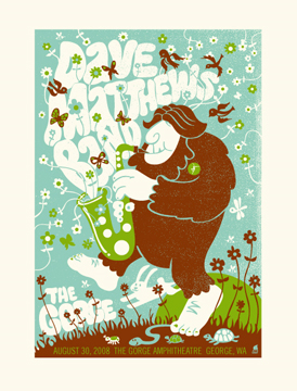Methane Studios — Dave Matthews Band, The Gorge Amphitheatre, George, WA · Aug 30, 2008 Poster