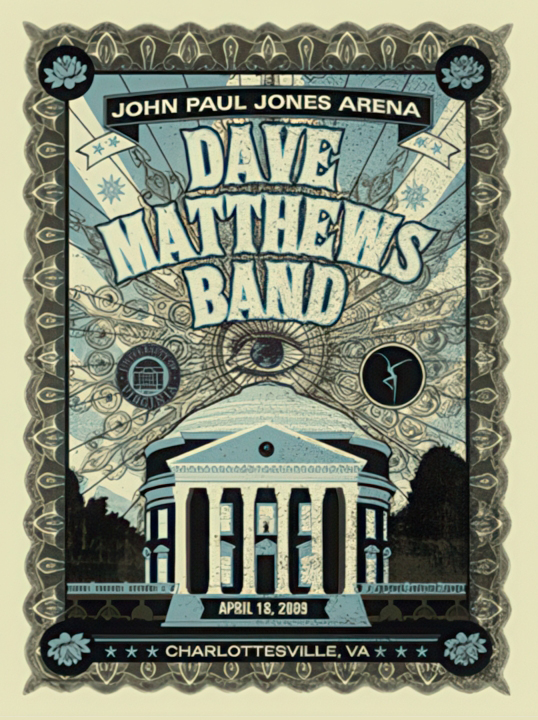 Methane Studios — Dave Matthews Band, John Paul Jones Arena (University of Virginia), Charlottesville, VA · Apr 18, 2009 Poster