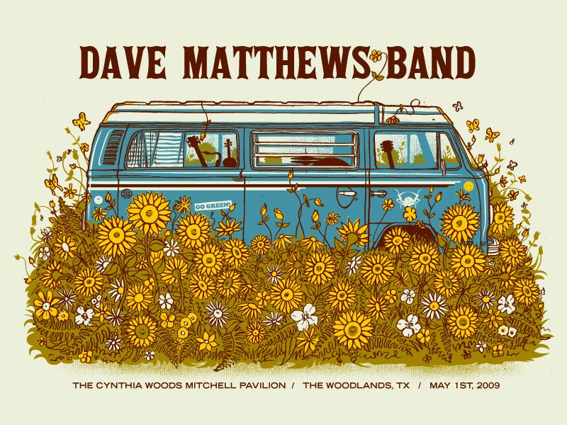 Methane Studios — Dave Matthews Band, The Cynthia Woods Mitchell Pavilion, The Woodlands, TX · May 1, 2009 Poster