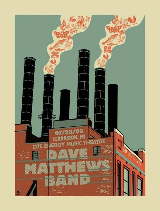 Methane Studios — Dave Matthews Band, DTE Energy Music Theatre, Clarkston, MI · Jul 28, 2009 Poster