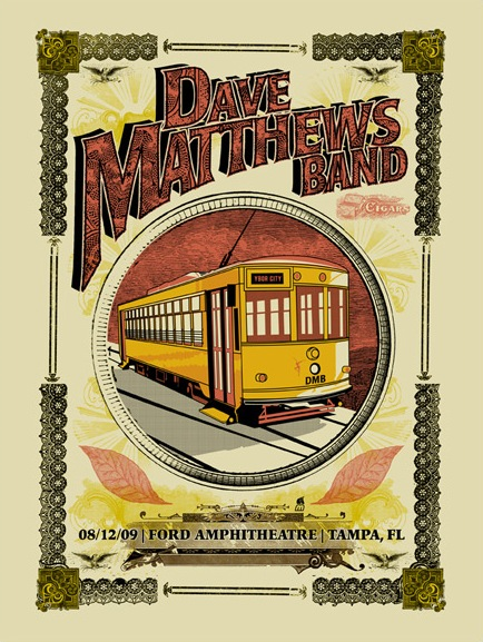 Methane Studios — Dave Matthews Band, MIDFLORIDA Credit Union Amphitheatre at the Florida State Fairgrounds, Tampa, FL · Aug 12, 2009 Poster