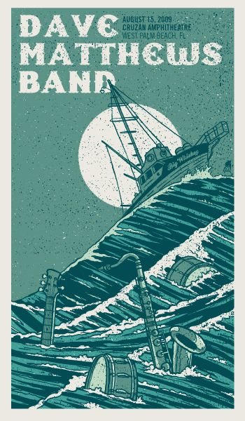 Methane Studios — Dave Matthews Band, iTHINK Financial Amphitheatre, West Palm Beach, FL · Aug 15, 2009 Poster