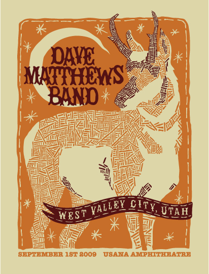 Furturtle Show Prints (Travis Bone) — Dave Matthews Band, USANA Amphitheatre, West Valley City, UT · Sep 1, 2009 Poster