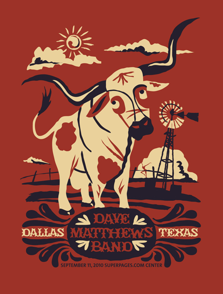 Furturtle Show Prints (Travis Bone) — Dave Matthews Band, Superpages.com Center, Dallas, TX · Sep 11, 2010 Poster