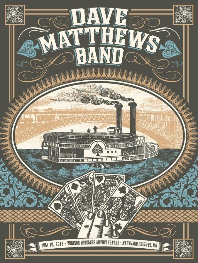 Justin Helton (Status Serigraph) — Dave Matthews Band, UMB Bank Pavilion, Maryland Heights, MO · Jul 10, 2013 Poster