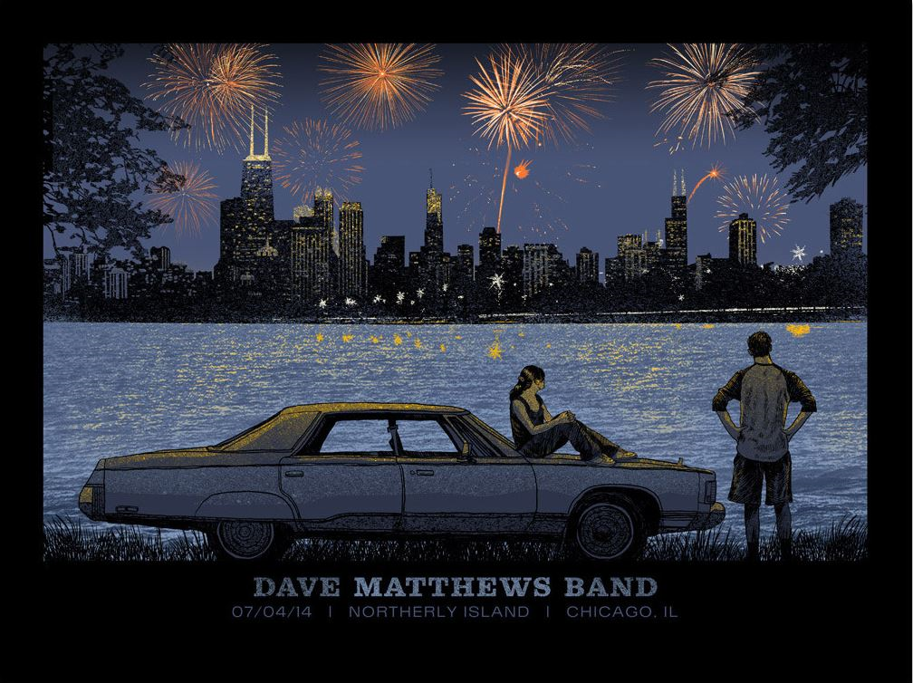 Methane Studios — Dave Matthews Band, Huntington Bank Pavilion at Northerly Island, Chicago, IL · Jul 4, 2014 Poster