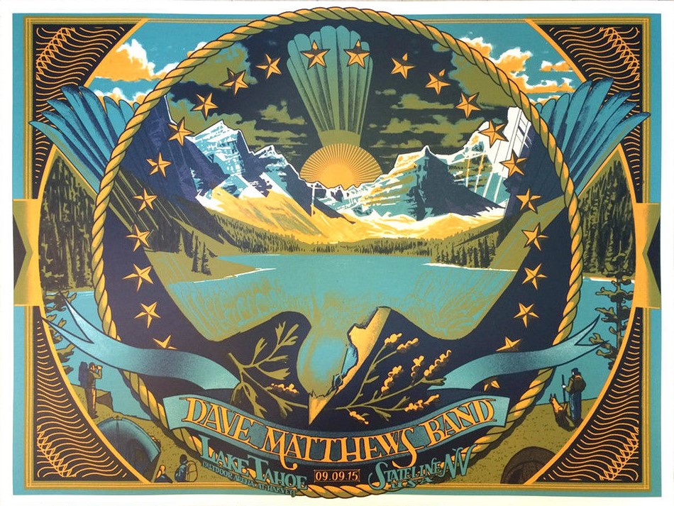 Rich Kelly — Dave Matthews Band, Lake Tahoe Amphitheatre at Caesars Republic, Stateline, NV · Sep 9, 2015 Poster