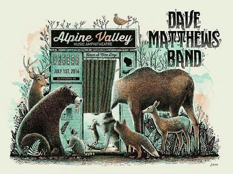 Methane Studios — Dave Matthews Band, Alpine Valley Music Theatre, East Troy, WI · Jul 1, 2016 Poster