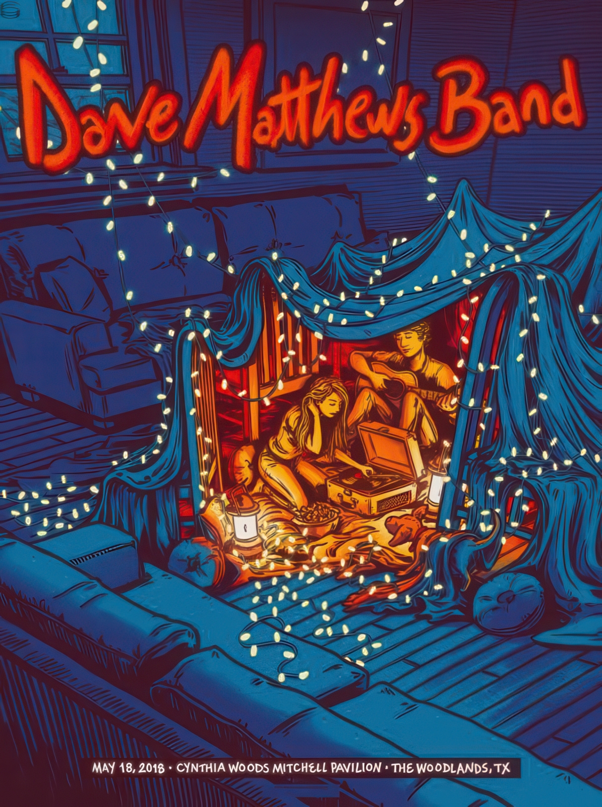 James Flames — Dave Matthews Band, The Cynthia Woods Mitchell Pavilion, The Woodlands, TX · May 18, 2018 Poster