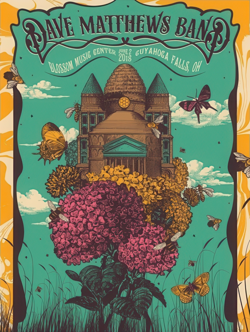 Justin Helton (Status Serigraph) — Dave Matthews Band, Blossom Music Center, Cuyahoga Falls, OH · Jun 2, 2018 Poster