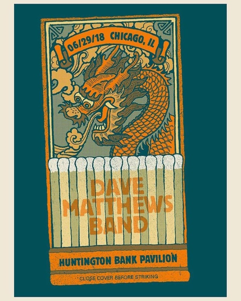 Methane Studios — Dave Matthews Band, Huntington Bank Pavilion at Northerly Island, Chicago, IL · Jun 29, 2018 Poster
