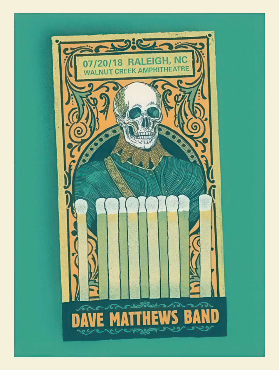 Methane Studios — Dave Matthews Band, Coastal Credit Union Music Park at Walnut Creek, Raleigh, NC · Jul 20, 2018 Poster