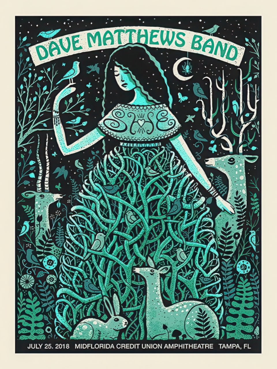Methane Studios — Dave Matthews Band, MIDFLORIDA Credit Union Amphitheatre at the Florida State Fairgrounds, Tampa, FL · Jul 25, 2018 Poster