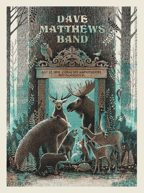 Methane Studios — Dave Matthews Band, iTHINK Financial Amphitheatre, West Palm Beach, FL · Jul 27, 2018 Poster