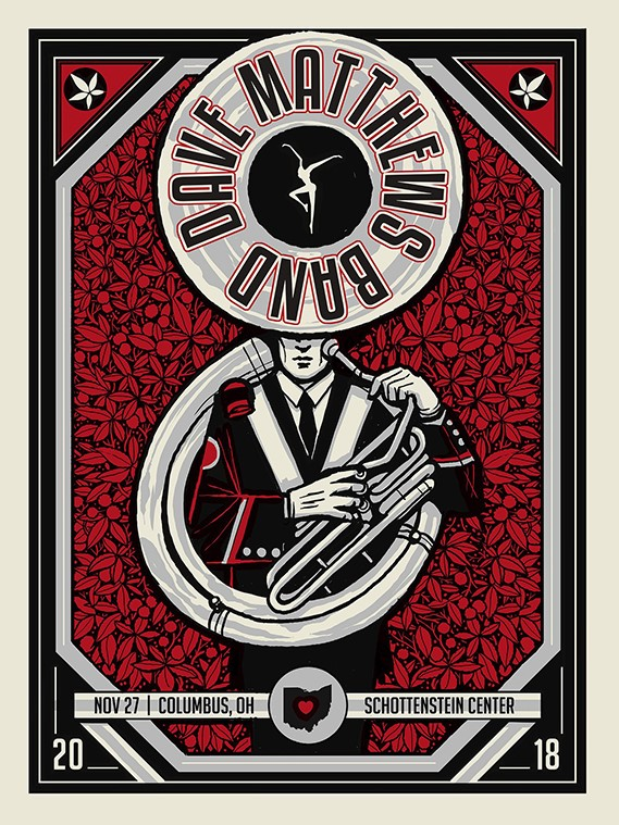 Methane Studios — Dave Matthews Band, Value City Arena at the Jerome Schottenstein Center (The Ohio State University), Columbus, OH · Nov 27, 2018 Poster