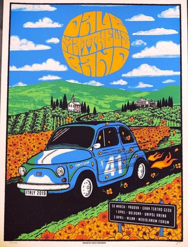 Justin Helton (Status Serigraph) — Dave Matthews Band, Mediolanum Forum, Assago, ITA · Apr 3, 2019 Poster