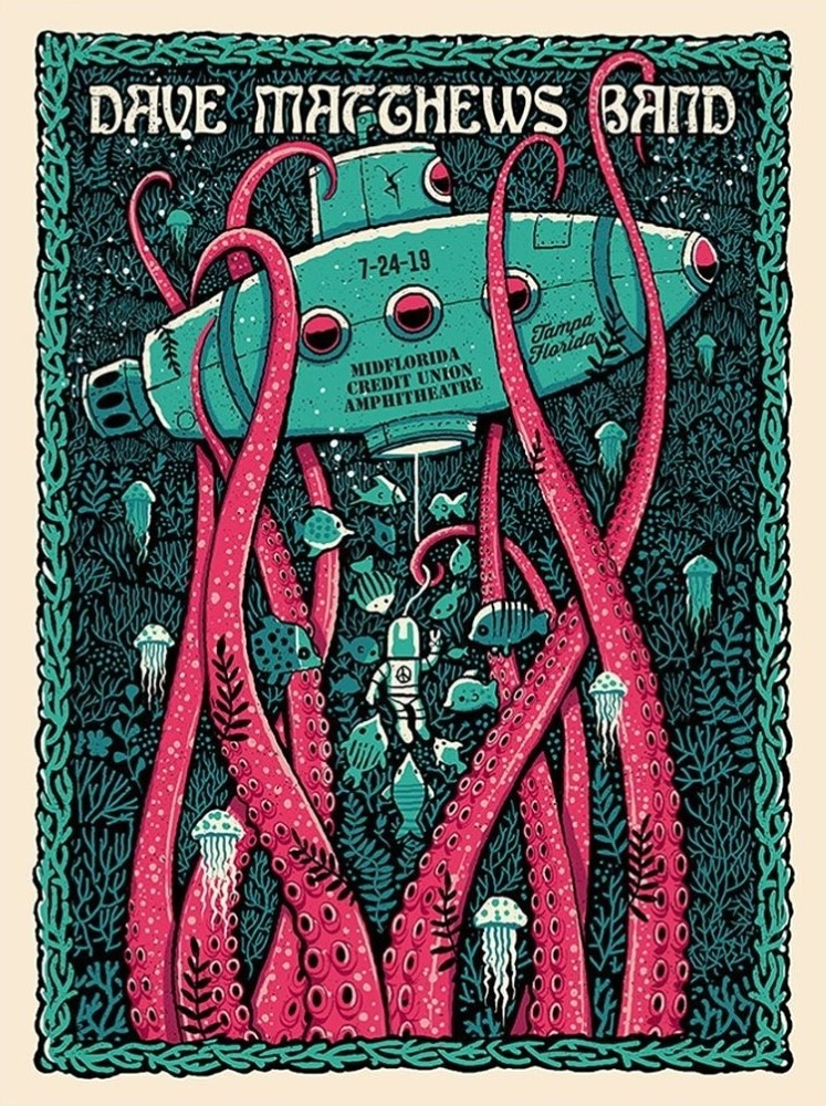 Methane Studios — Dave Matthews Band, MIDFLORIDA Credit Union Amphitheatre at the Florida State Fairgrounds, Tampa, FL · Jul 24, 2019 Poster