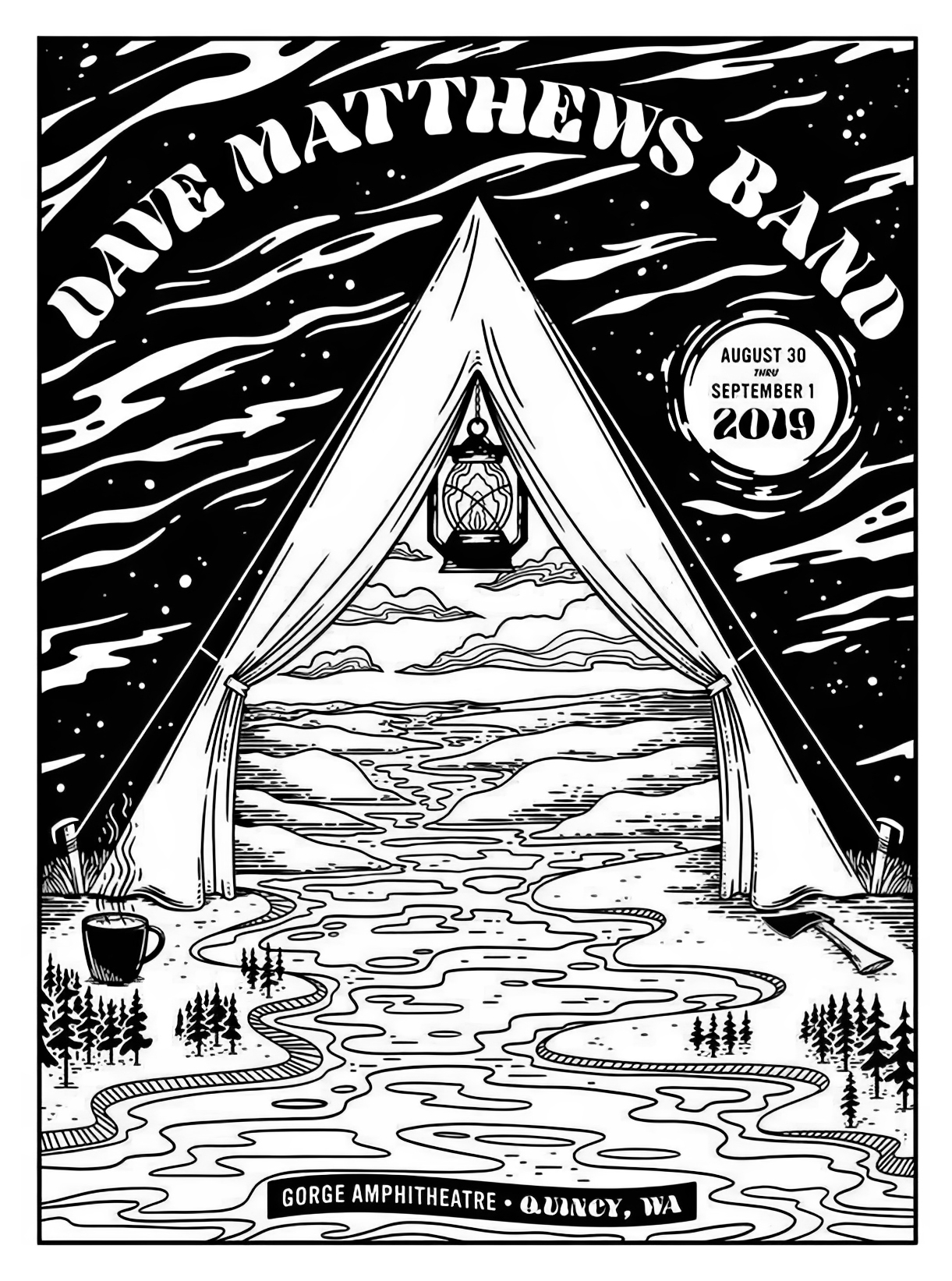 Matt Fleming — Dave Matthews Band, The Gorge Amphitheatre, George, WA · Aug 30 – Sep 1, 2019 Poster