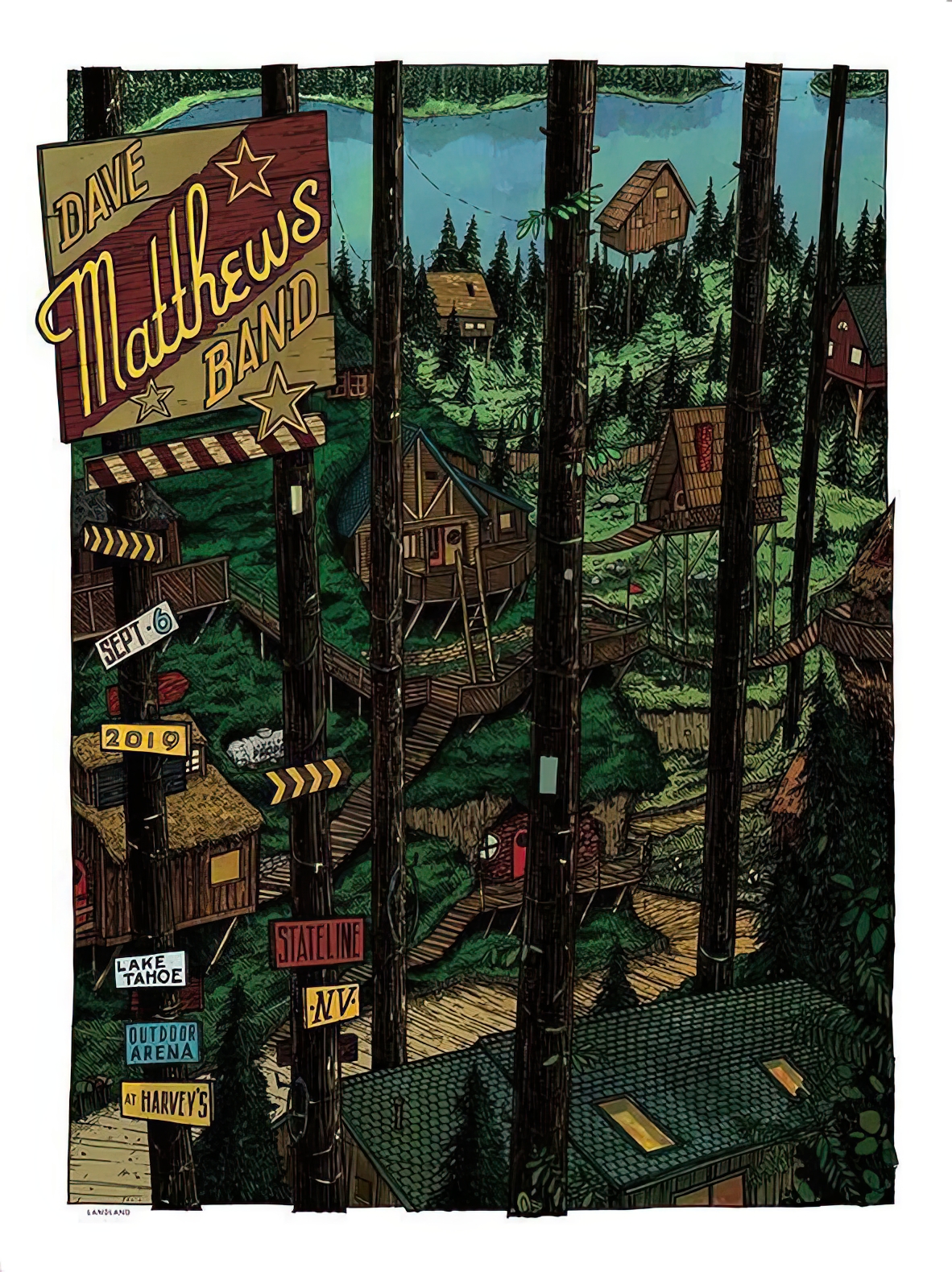Landland — Dave Matthews Band, Outdoor Arena at Harvey's, Lake Tahoe / Stateline, NV · Sep 6, 2019 Poster