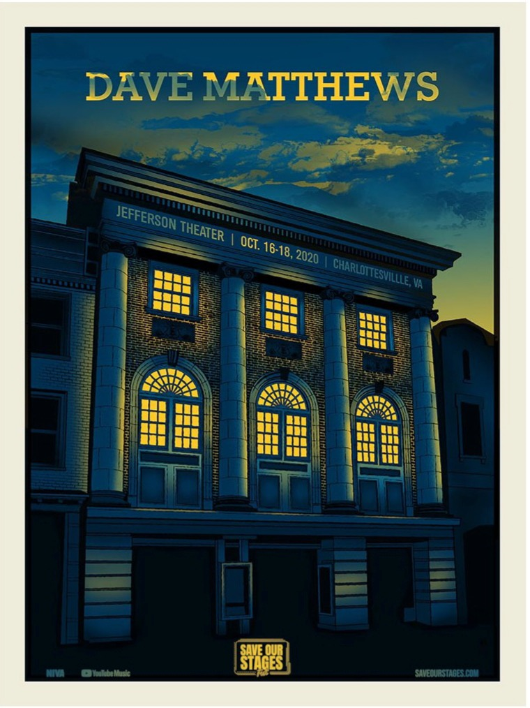 Methane Studios — Dave Matthews Band, Jefferson Theater, Charlottesville, VA · Oct 16–18, 2020 Poster