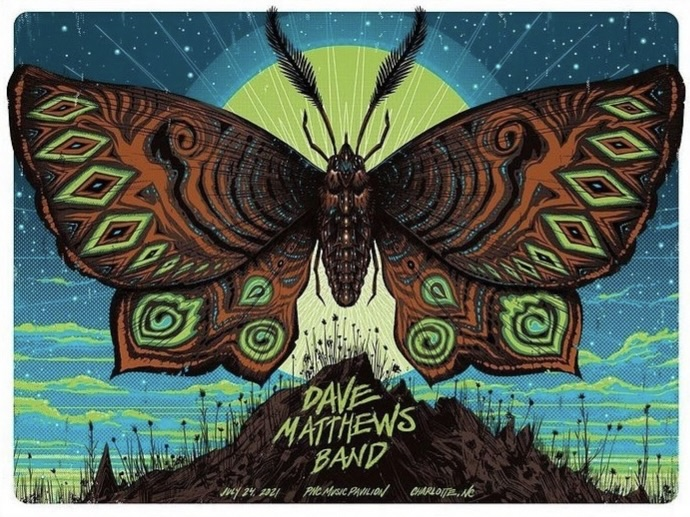 Justin Helton (Status Serigraph) — Dave Matthews Band, PNC Music Pavilion, Charlotte, NC · Jul 24, 2021 Poster