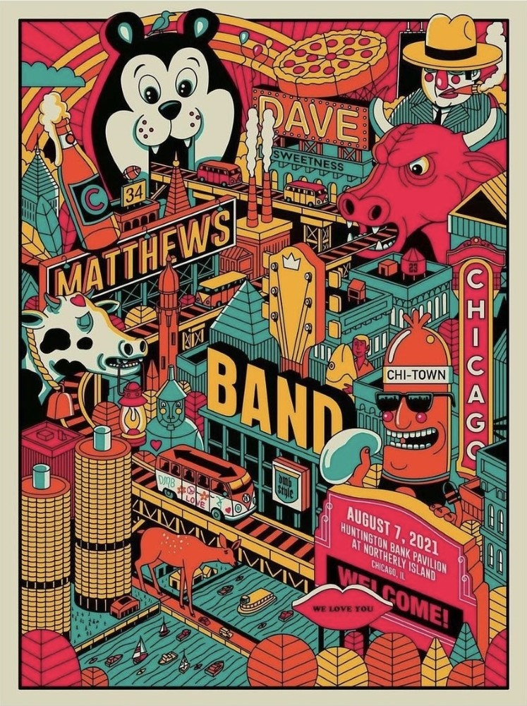 Methane Studios — Dave Matthews Band, Huntington Bank Pavilion at Northerly Island, Chicago, IL · Aug 7, 2021 Poster