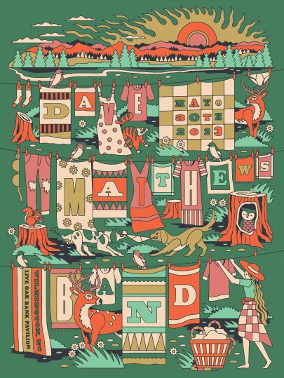 Methane Studios — Dave Matthews Band, Live Oak Bank Pavilion at Riverfront Park, WIlmington, NC · May 30, 2023 Poster