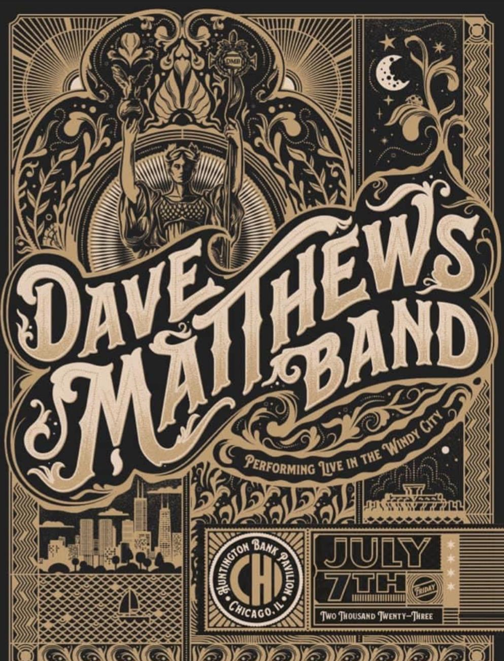 Delicious Design League — Dave Matthews Band, Huntington Bank Pavilion at Northerly Island, Chicago, IL · Jul 7, 2023 Poster