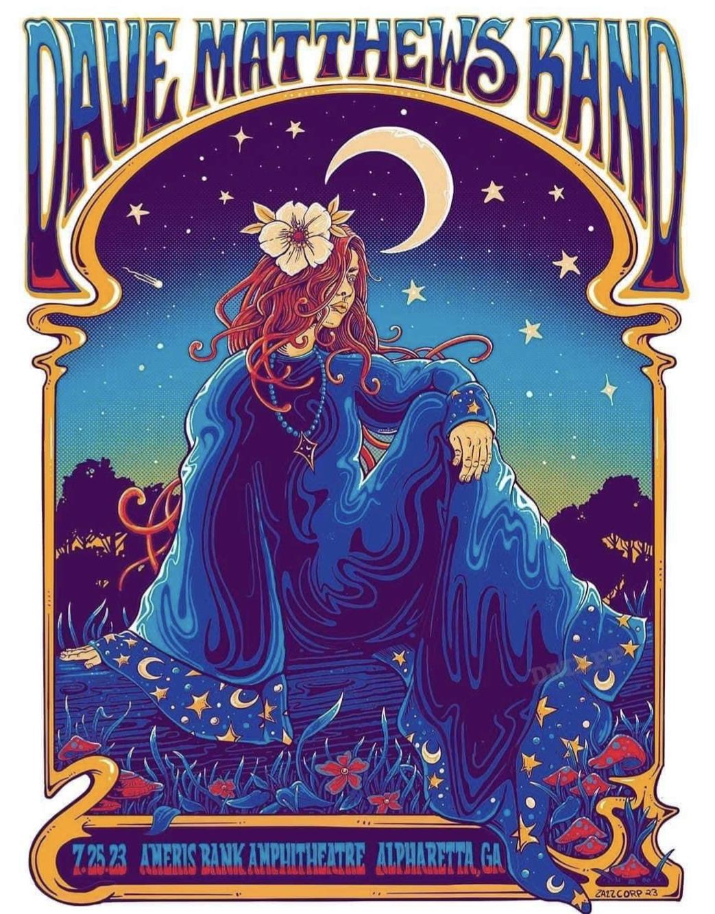 ZazzCorp (Helen Kennedy) — Dave Matthews Band, Ameris Bank Amphitheatre, Alpharetta, GA · Jul 25, 2023 Poster
