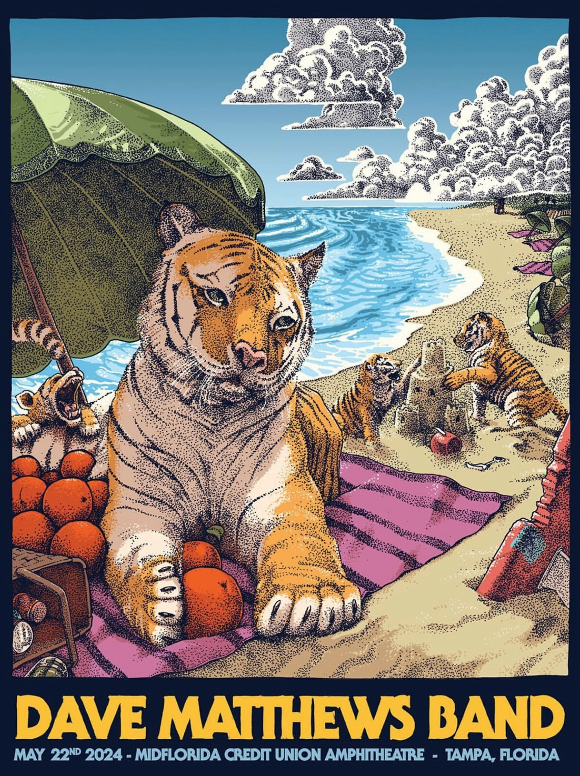 Dave Kloc — Dave Matthews Band, MIDFLORIDA Credit Union Amphitheatre at the Florida State Fairgrounds, Tampa, FL · May 22, 2024 Poster