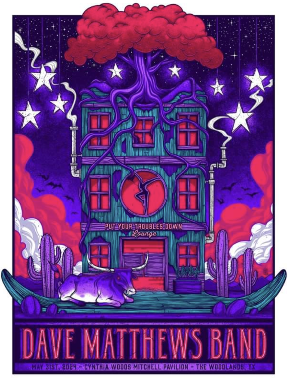 Jim Mazza — Dave Matthews Band, The Cynthia Woods Mitchell Pavilion, The Woodlands, TX · May 31, 2024 Poster