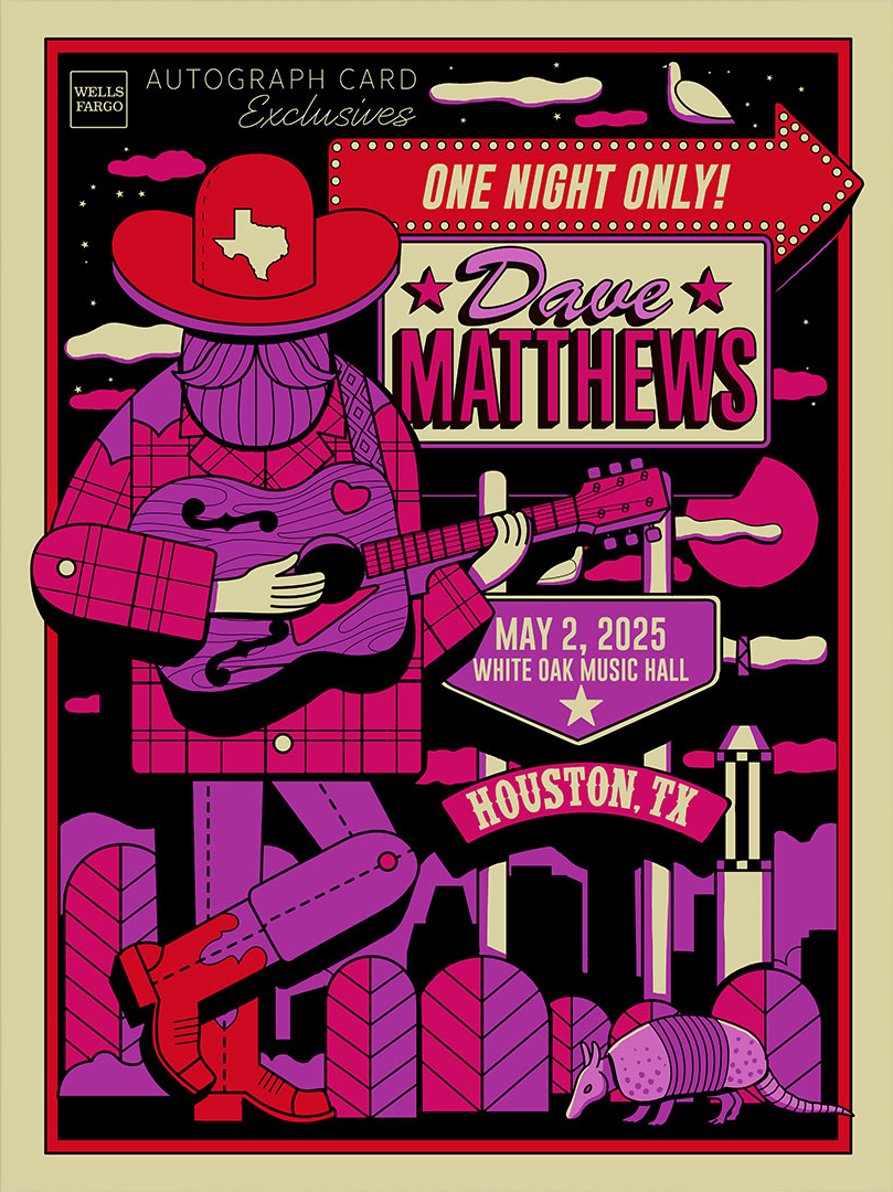 Methane Studios — Dave Matthews Band, White Oak Music Hall, Houston, TX · May 2, 2025 Poster