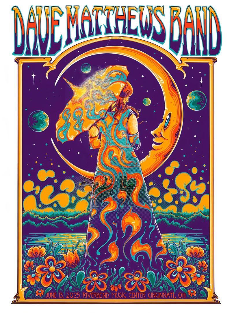 ZazzCorp (Helen Kennedy) — Dave Matthews Band, Riverbend Music Center, Cincinnati, OH · Jun 13, 2025 Poster