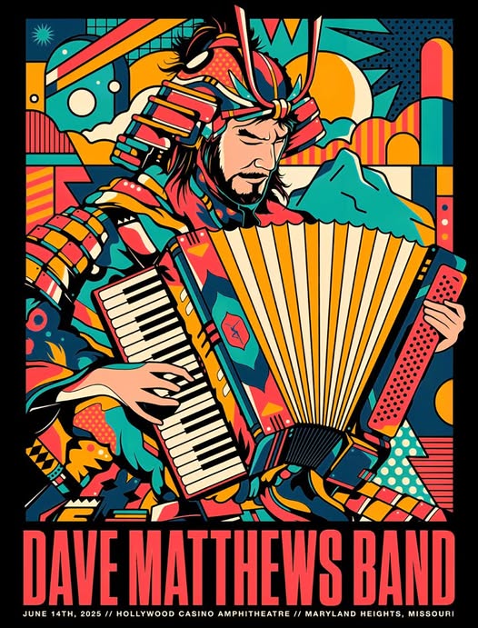 Van Orton Design (F4D) — Dave Matthews Band, Hollywood Casino Amphitheatre, Maryland Heights, MO · Jun 14, 2025 Poster
