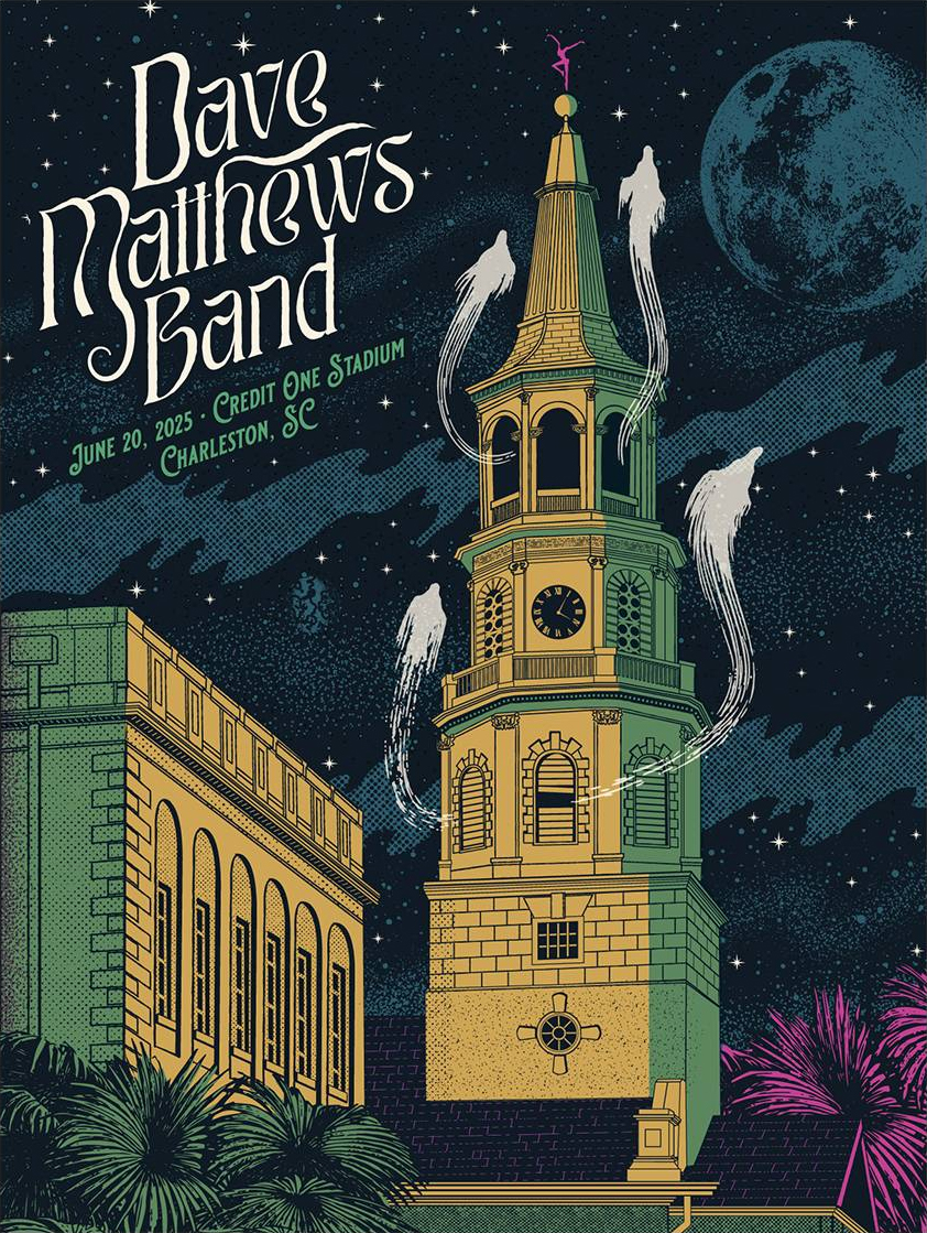 Justin Helton (Status Serigraph) — Dave Matthews Band, Credit One Stadium, Charleston, SC · Jun 20, 2025 Poster