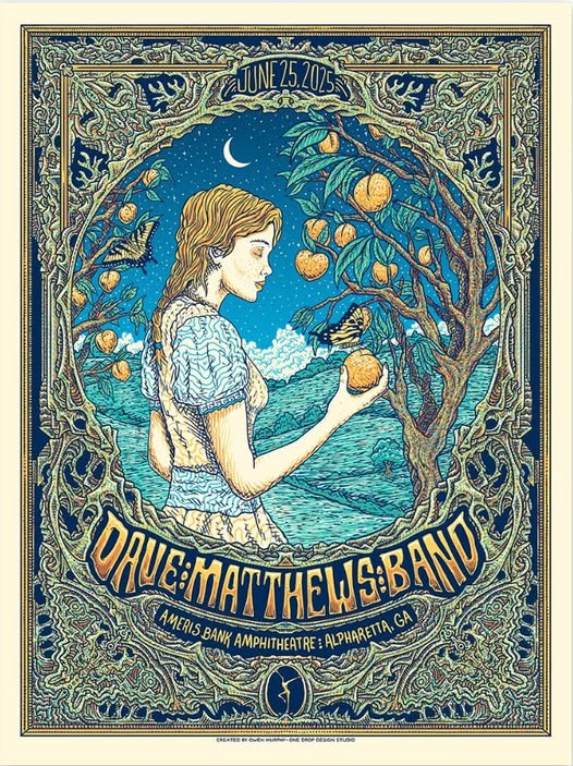 Owen Murphy (One Drop Design Studio) — Dave Matthews Band, Ameris Bank Amphitheatre, Alpharetta, GA · Jun 25, 2025 Poster
