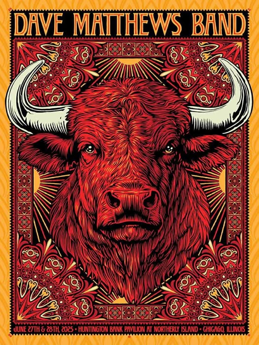 Todd Slater — Dave Matthews Band, Huntington Bank Pavilion at Northerly Island, Chicago, IL · Jun 27–28, 2025 Poster
