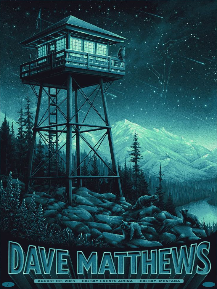 Max Mahn (Twin Home Prints) — Dave Matthews Band, Big Sky Events Arena, Big Sky, MT · Aug 1, 2025 Poster