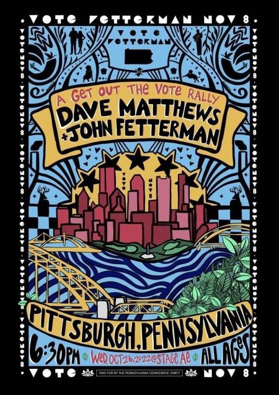 Dockerty Creative (Maggie Dougherty) — Dave Matthews Band, Stage AE, Pittsburgh, PA · Oct 26, 2022 Show Poster