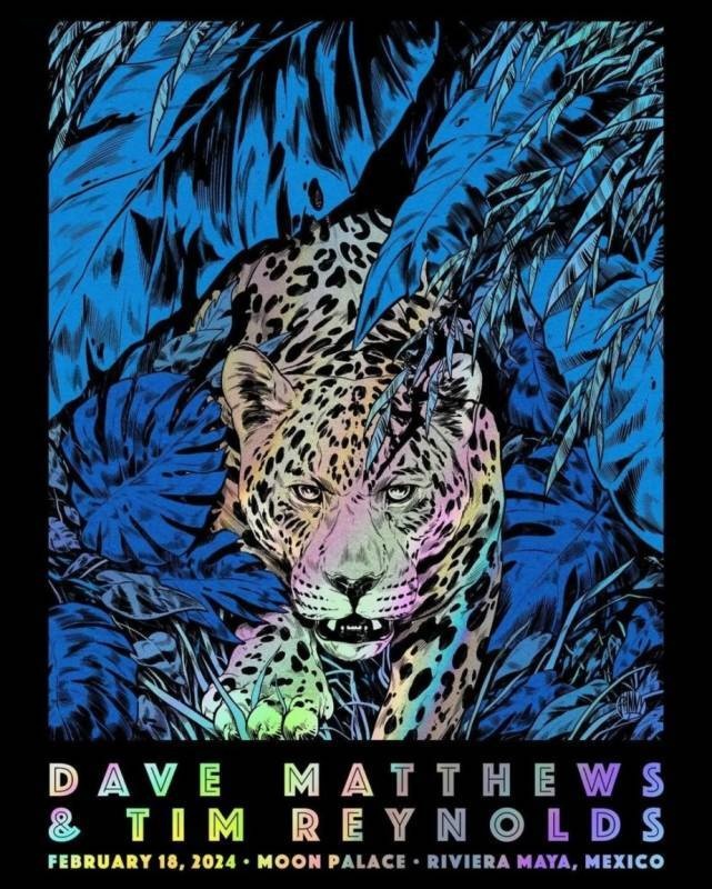 Johnny Dombrowski — Dave Matthews Band, Moon Palace Golf & Spa Resort, Cancún, MEX · Feb 18, 2024 Show Foil Poster