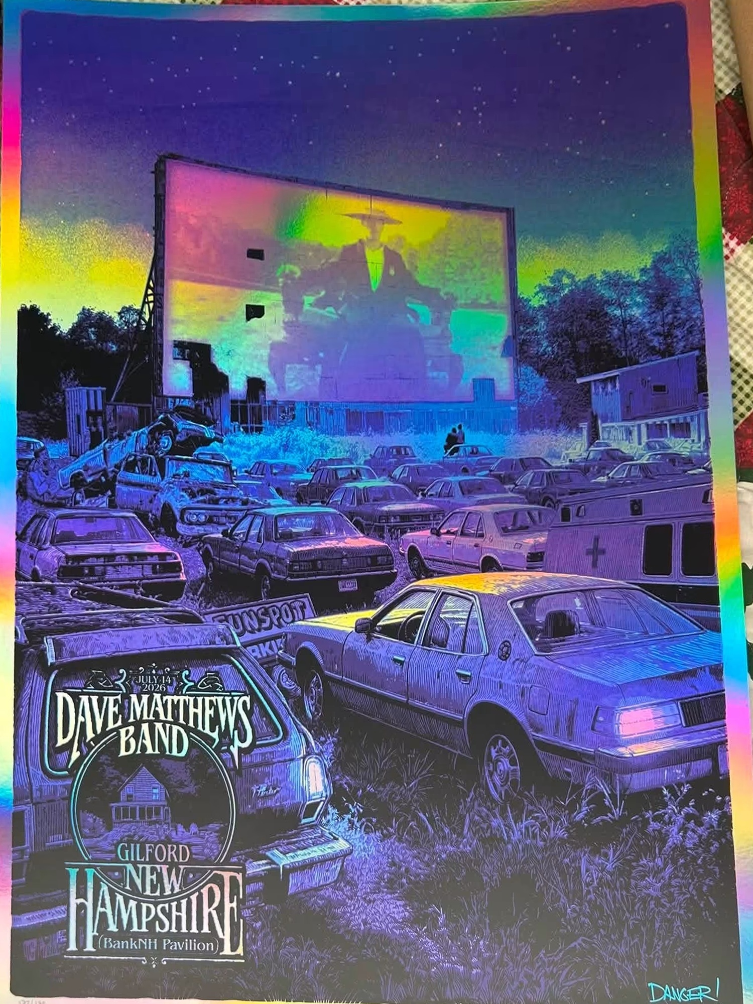 Daniel Danger — Dave Matthews Band, BankNH Pavilion, Gilford, NH · Jul 14, 2026 Show Foil Poster