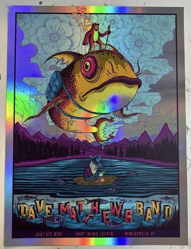 Jim Mazza — Dave Matthews Band, Ruoff Music Center, Noblesville, IN · Jul 1, 2023 Show Foil Poster