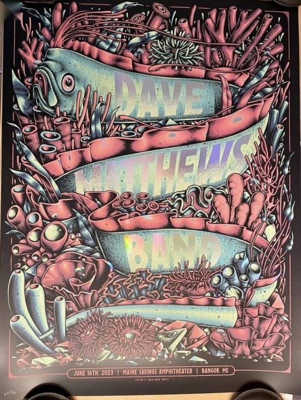 Max Mahn (Twin Home Prints) — Dave Matthews Band, Maine Savings Amphitheater, Bangor, ME · Jun 16, 2023 Foil Poster